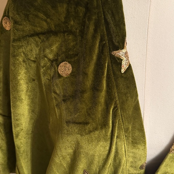 Lenni Whiskey Medium Duster Green Velvet Gold Sequin Embroidered Free People - Picture 3 of 12